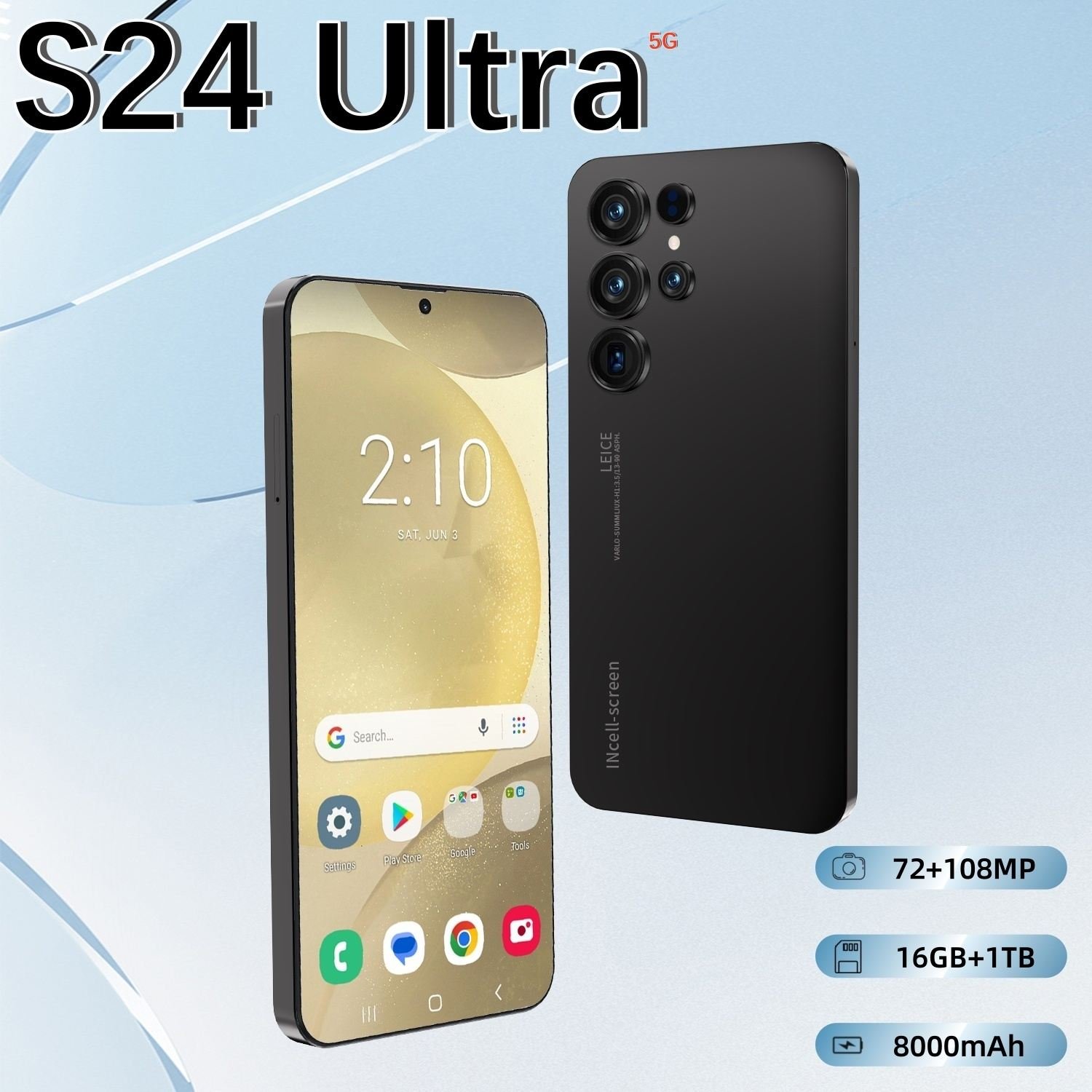 2024 Original S24 Ultra 5G Smartphone 16GB+1TB HD Display 7.3-inch 120Hz Snapdragon 800 65W Fast Charging Dual SIM Card