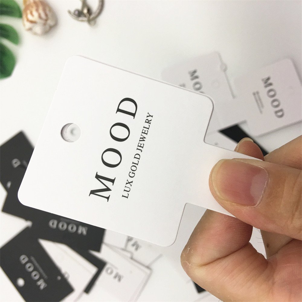 Wholesale custom popular printing fashion logo paper card jewelry care instructions necklace earrings card packaging