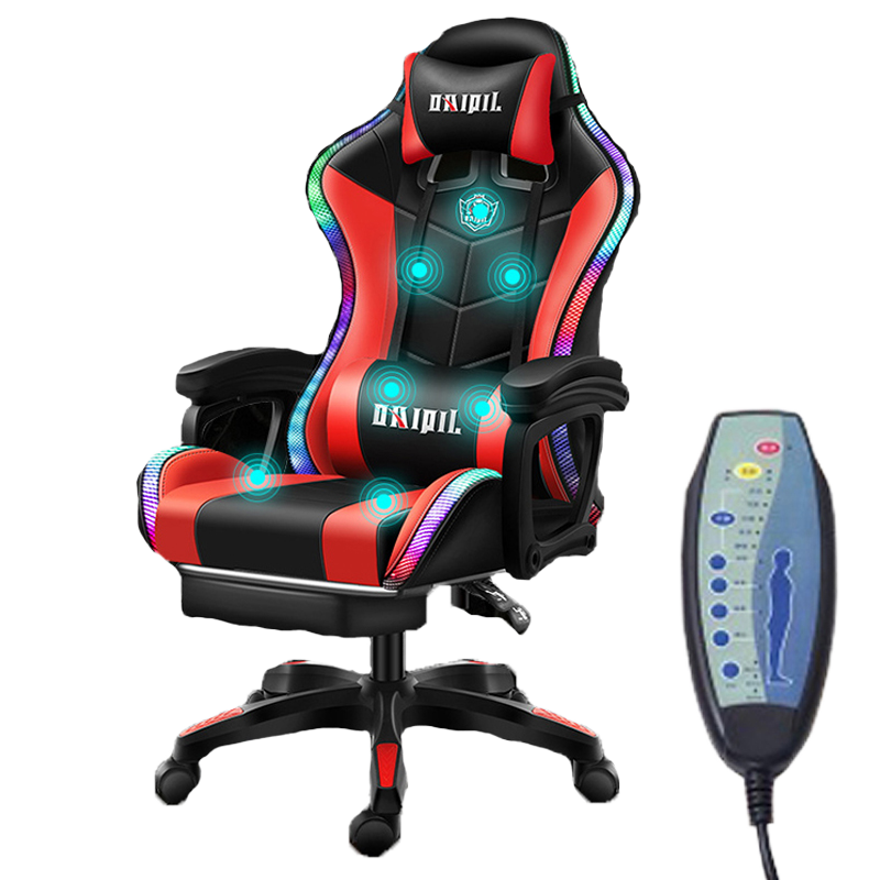 Ergonomic RGB LED racing game chair with speaker PU leather computer game chair and high-quality office chair from Hot Factory