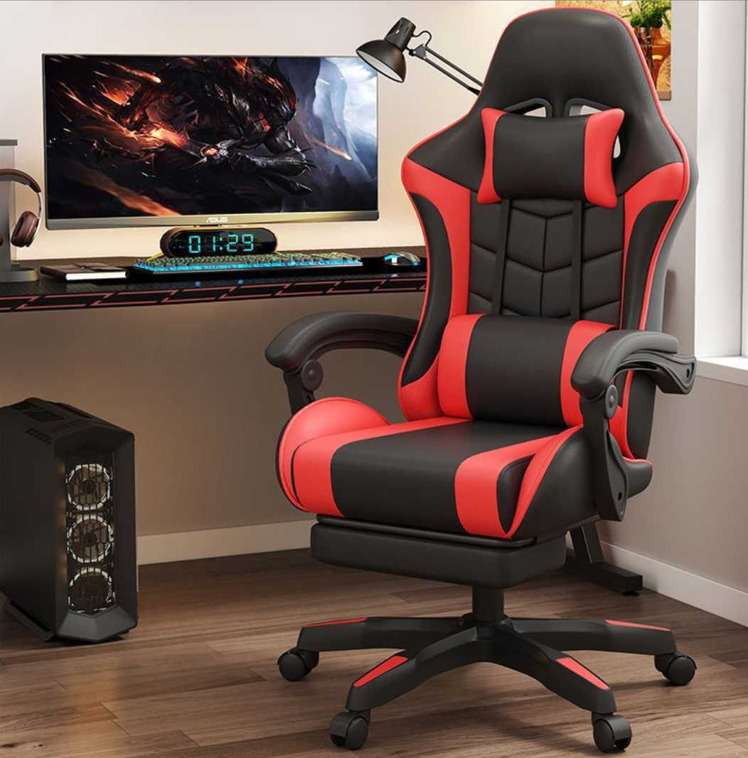 Ergonomic rotating office and gaming chairs, equipped with extended lounge chairs | 360 ° rotation, polyurethane leather, and adjustable waist
