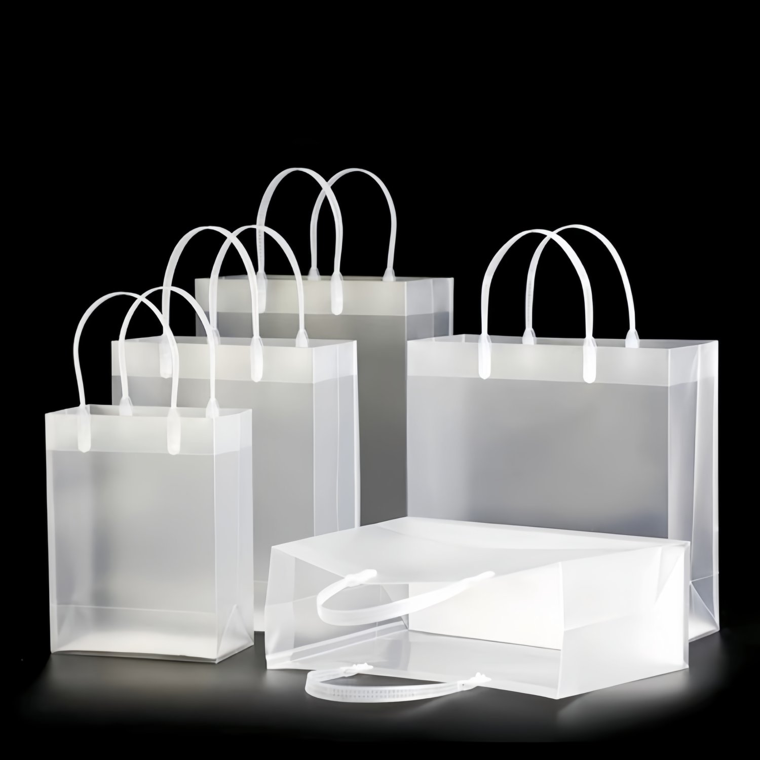 High quality custom printed transparent matte polypropylene polyvinyl chloride luxury plastic wine reusable shopping bag with handle