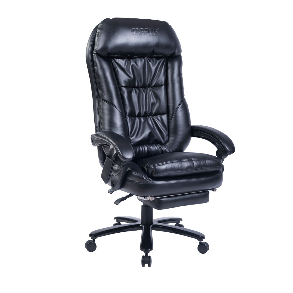 Modern luxury black high back reclining executive boss office chair, steel frame, load-bearing capacity of 500 pounds, 2-year warranty