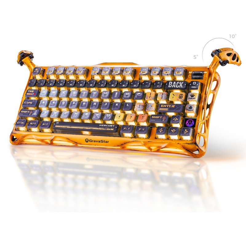 GravaStar Mercury K1 Pro wireless mechanical gaming keyboard, aluminum alloy 75% layout, handmade battle through yellow version