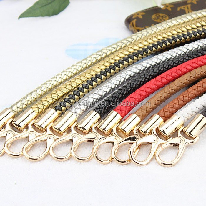 PU leather woven rope bag handle handbag shoulder strap handmade bag DIY accessories alloy metal hook buckle