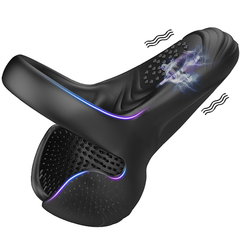 Sexy toy 3-in-1 vibrator silicone rooster ring testicular trainer massager vibrating rooster penis ring for men