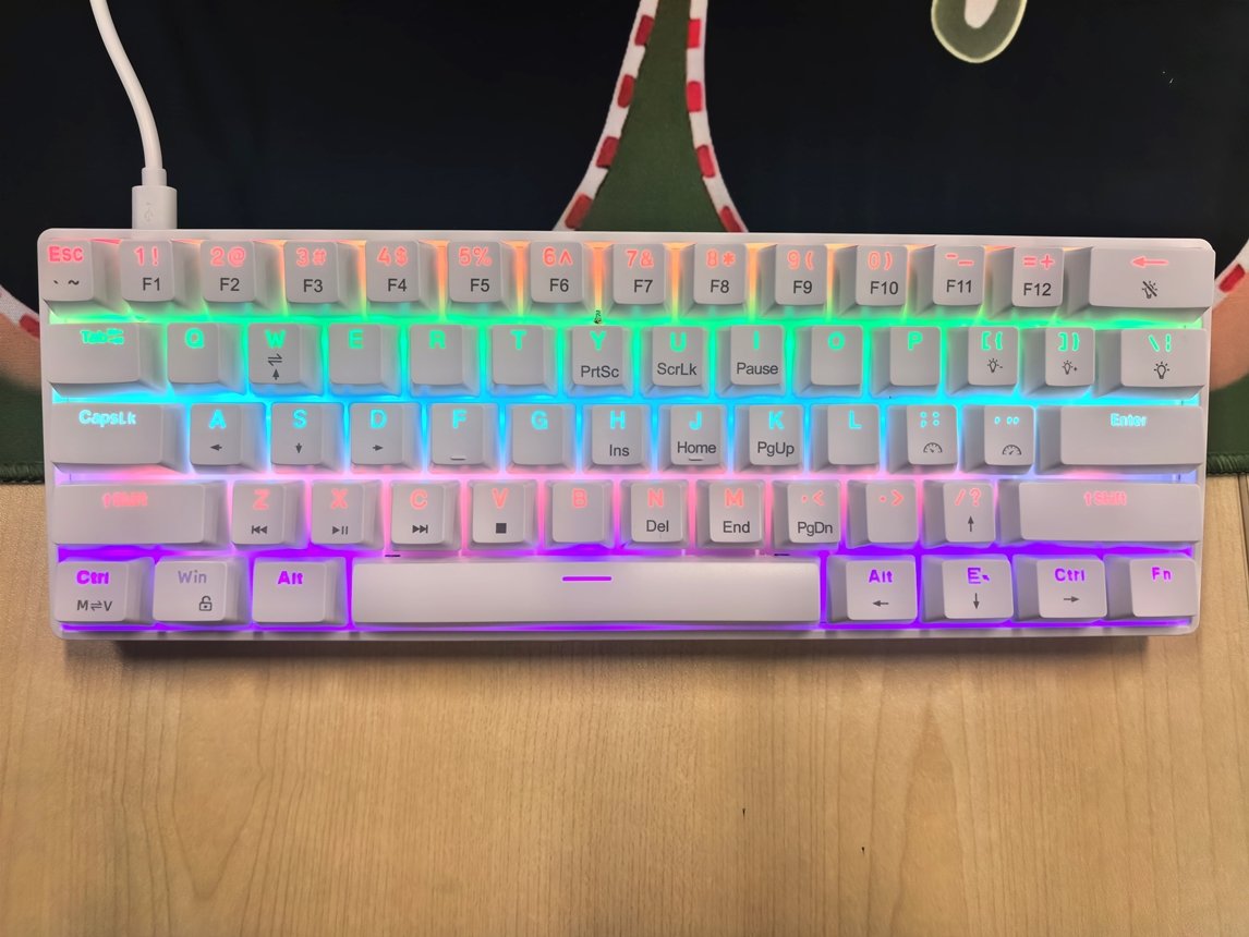 Factory inventory 61 key mechanical keyboard wired C-type mini gaming keyboard blue switch LED backlit gaming mechanical keyboard